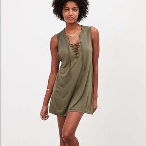 Varsity lace up tunic tank